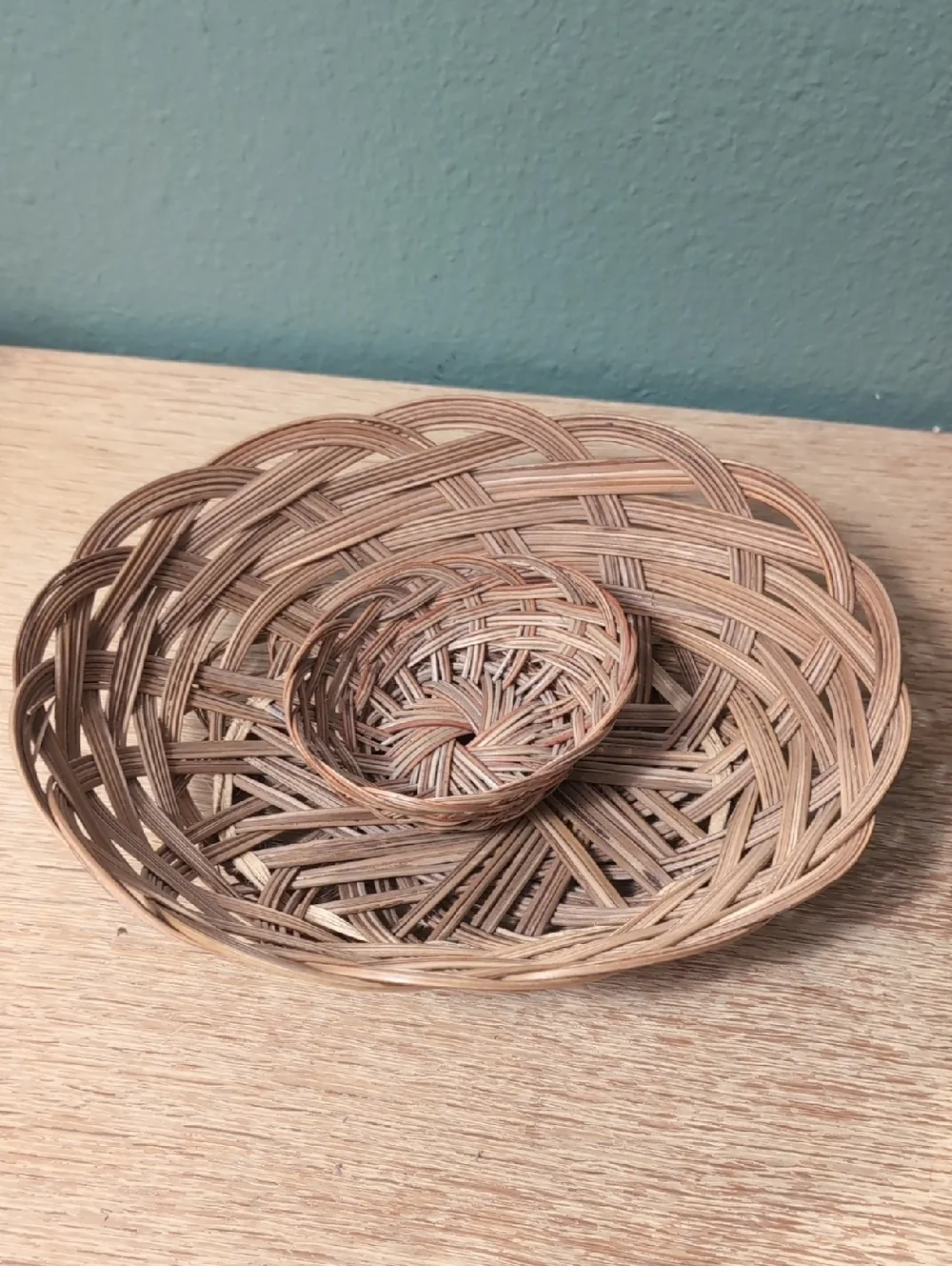 Woven Rattan Decorative Basket Set Natural Brown